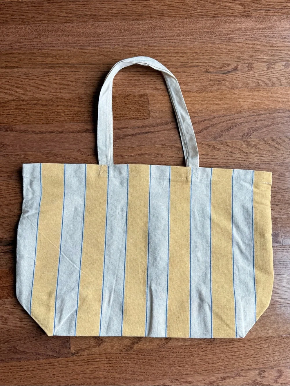 Sezane Yellow and Cream Striped 'Bonjour Los Angeles' Tote